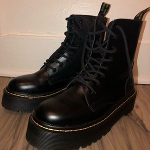 Black platform lace up combat boots